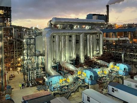 MVR evaporation plant at dusk
